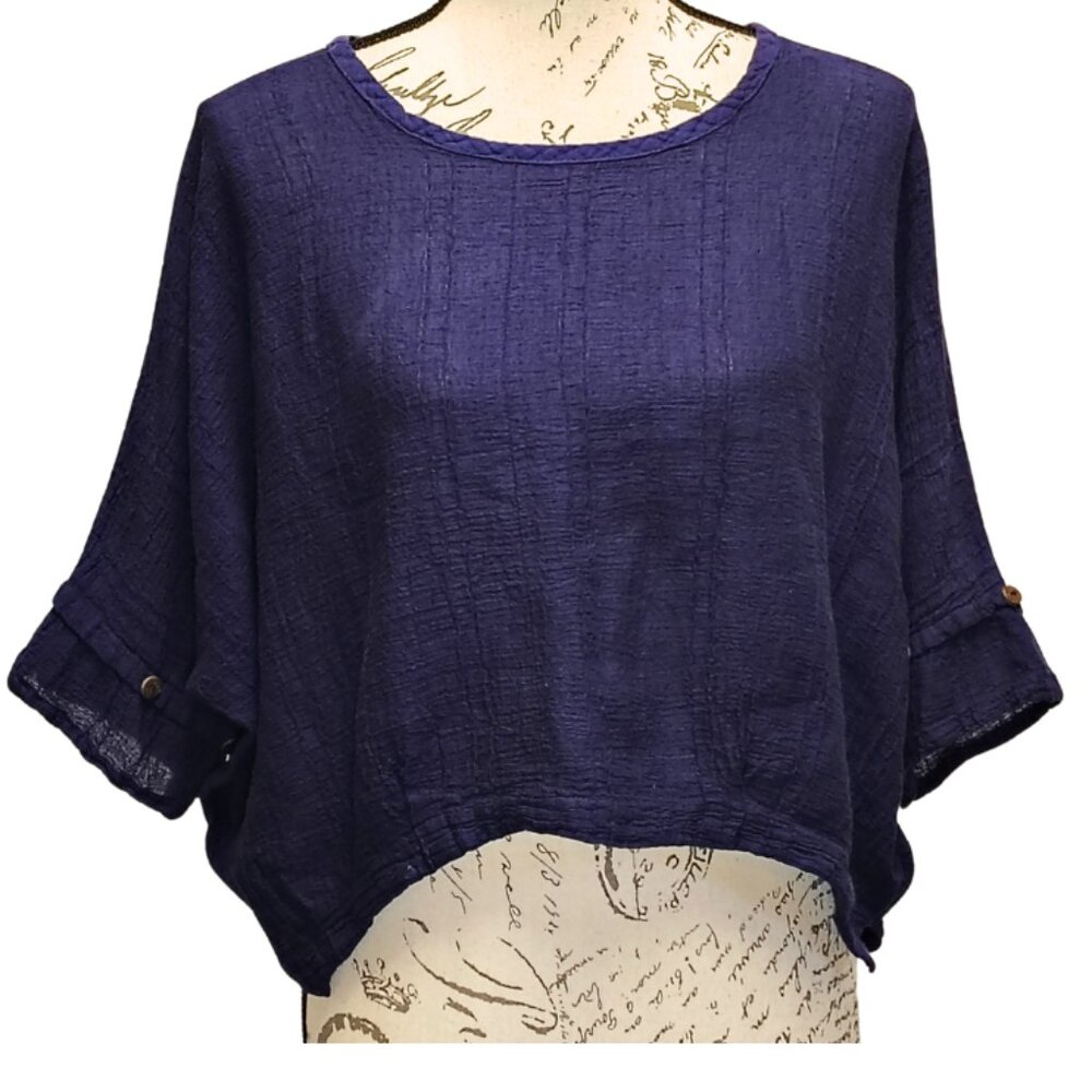 Spirithouse‎ Bohemian 100% Cotton Blouse - Relaxed Dolman Sleeve Flowy Lagenlook